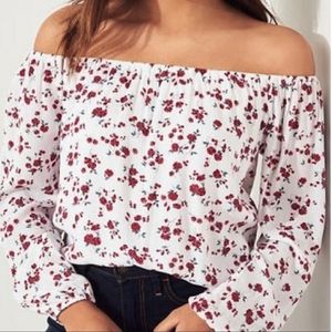 Hollister off shoulder floral long sleeve crop